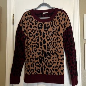 ALC color block leopard print sweater